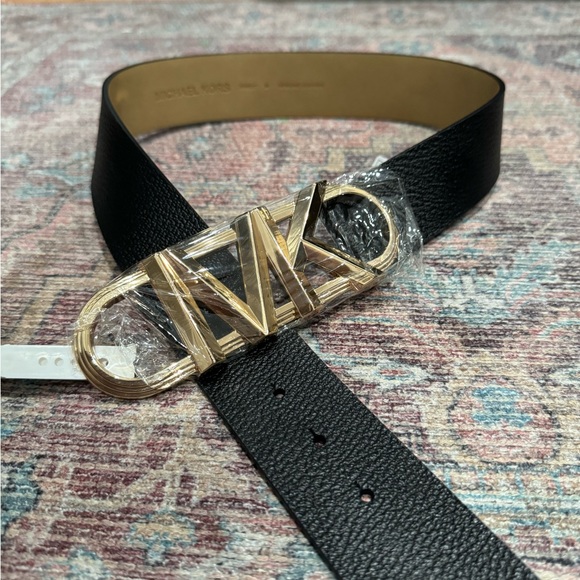 NWT Original MICHAEL KORS Signature Buckle Belt medium Leather black - Picture 2 of 9